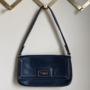 KATE SPADE NEW YORK BAG SHOULDER BLACK PEBBLED LEATHER MAGNET FLAP PREPPY